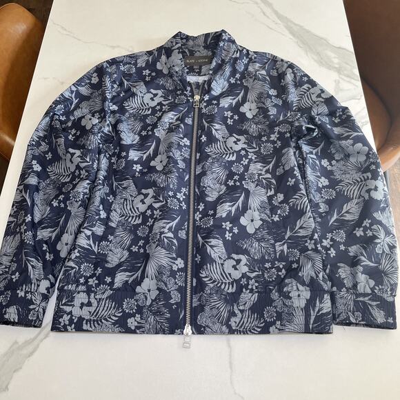 Slate & Stone Womens Size Large Windbreaker Jacket Full Zip Tropical Blue Gray - Picture 1 of 14